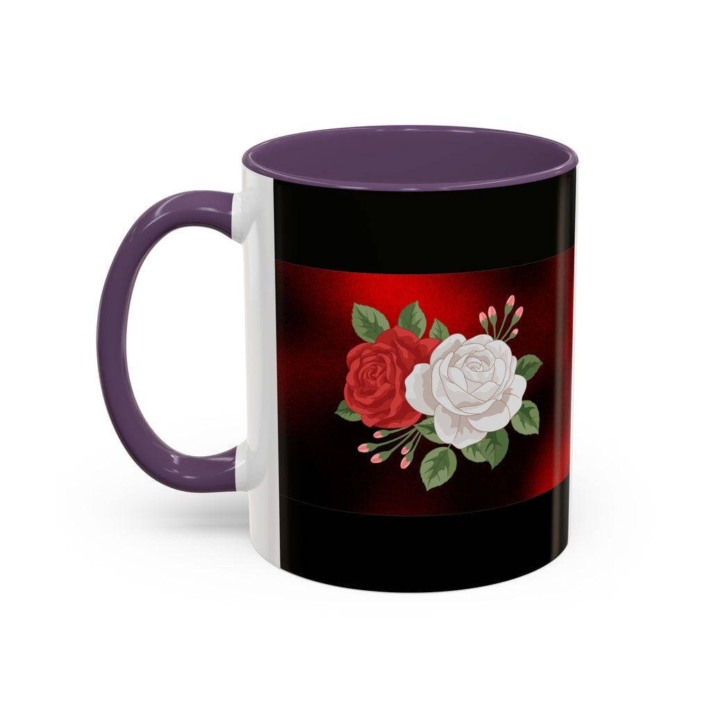 Floral Velvet Accent Coffee Mug – Red & White Rose Design (11/15oz)