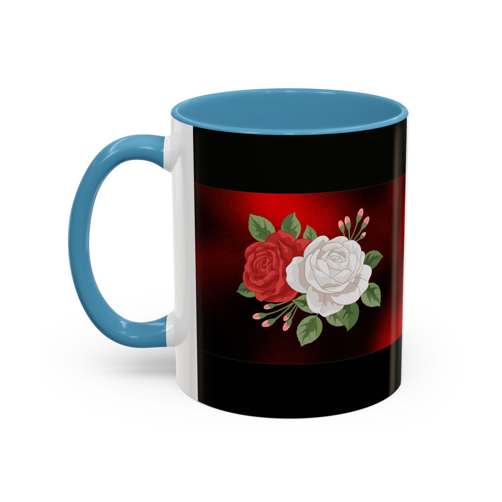Floral Velvet Accent Coffee Mug – Red & White Rose Design (11/15oz)