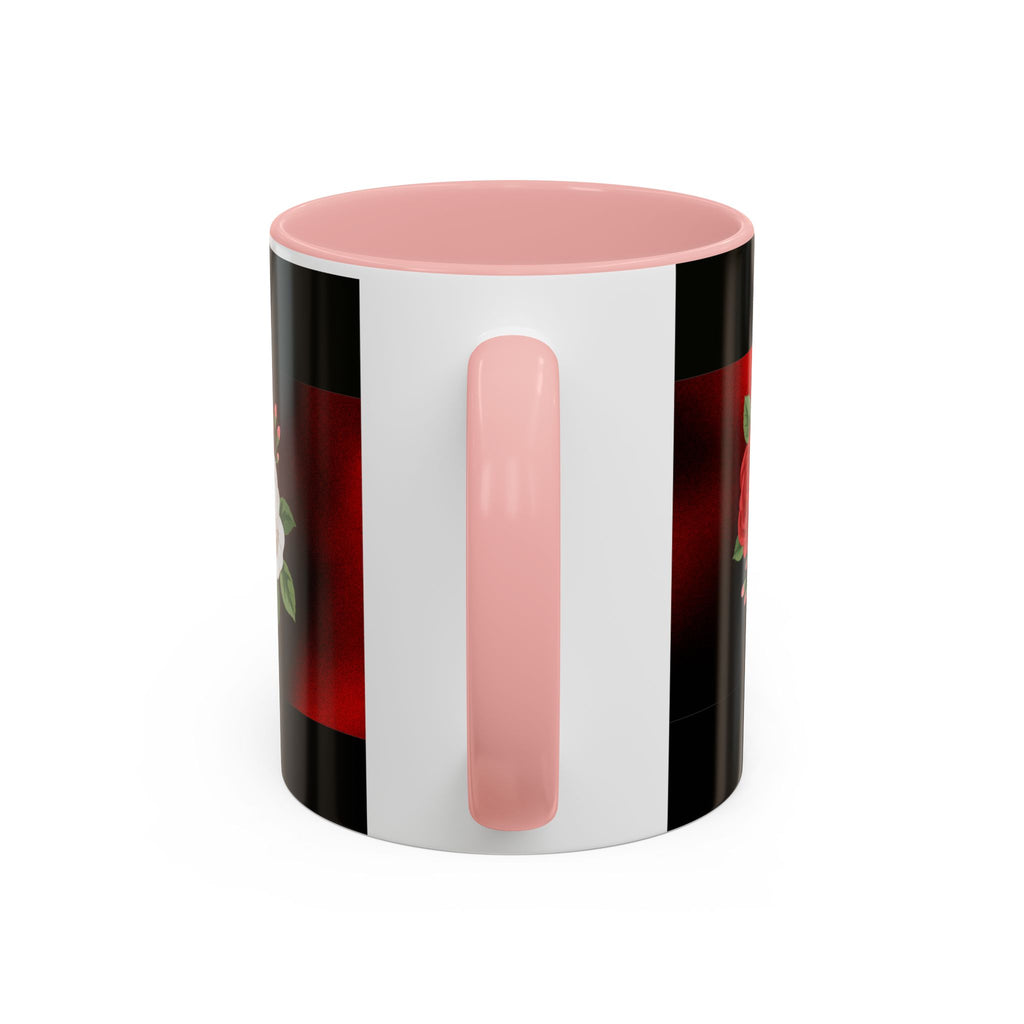 Floral Velvet Accent Coffee Mug – Red & White Rose Design (11/15oz)