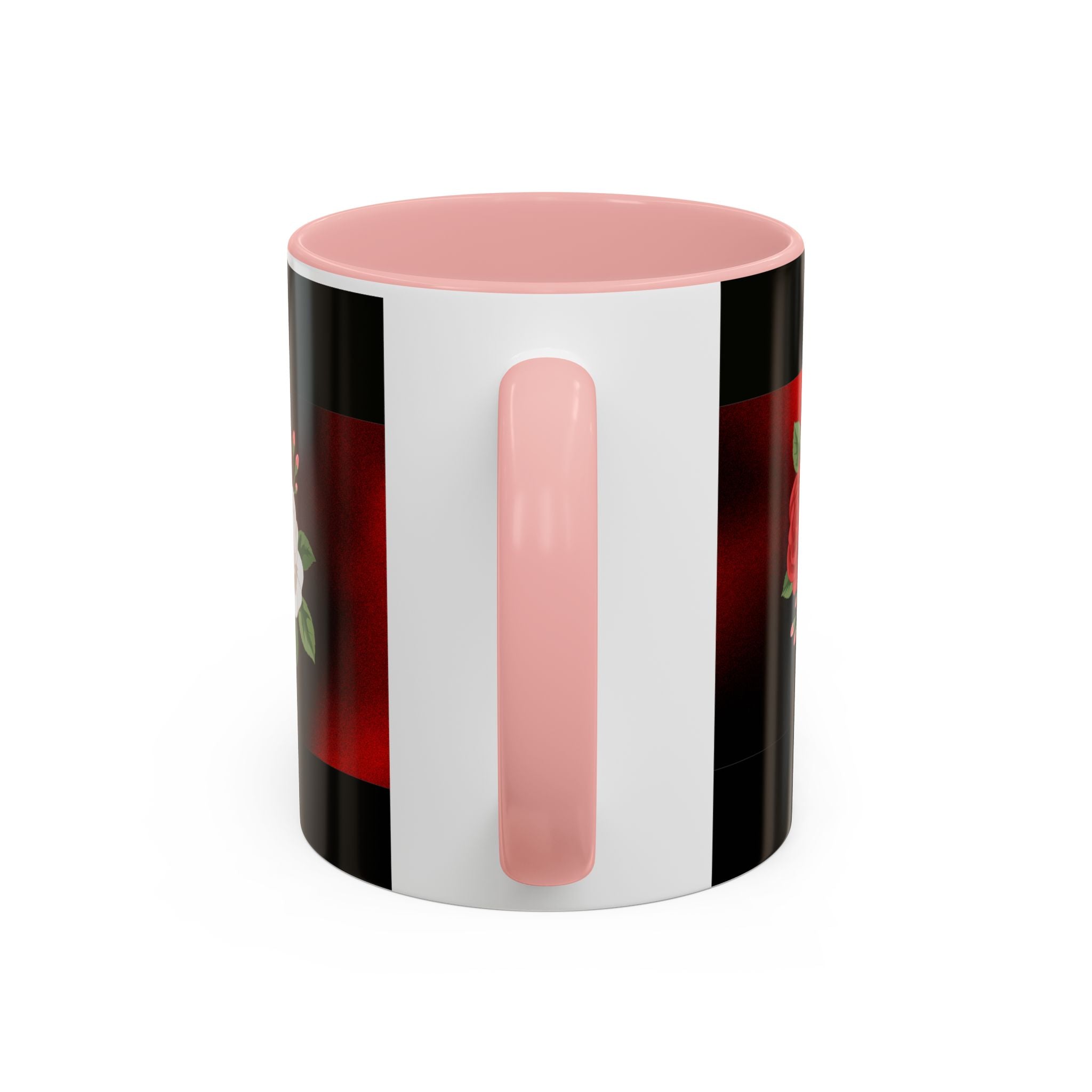Floral Velvet Accent Coffee Mug – Red & White Rose Design (11/15oz)