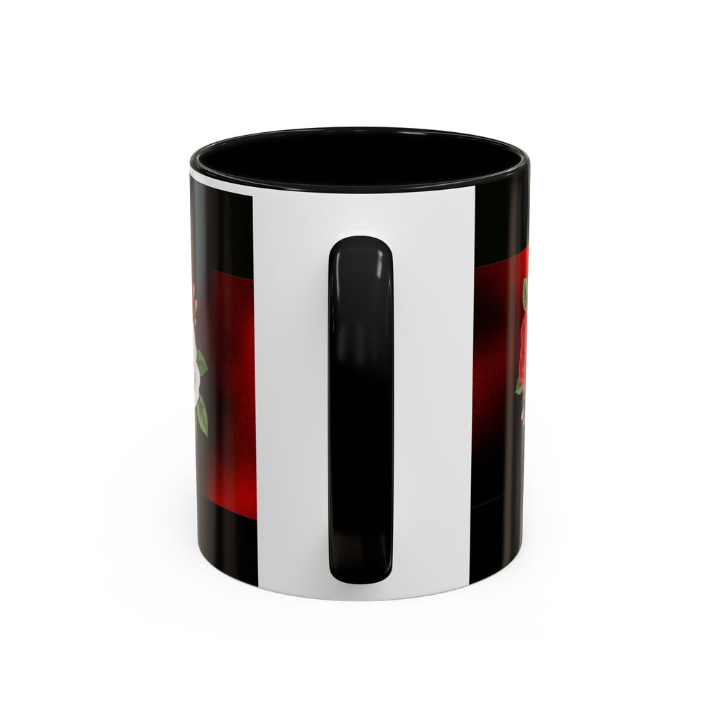 Floral Velvet Accent Coffee Mug – Red & White Rose Design (11/15oz)