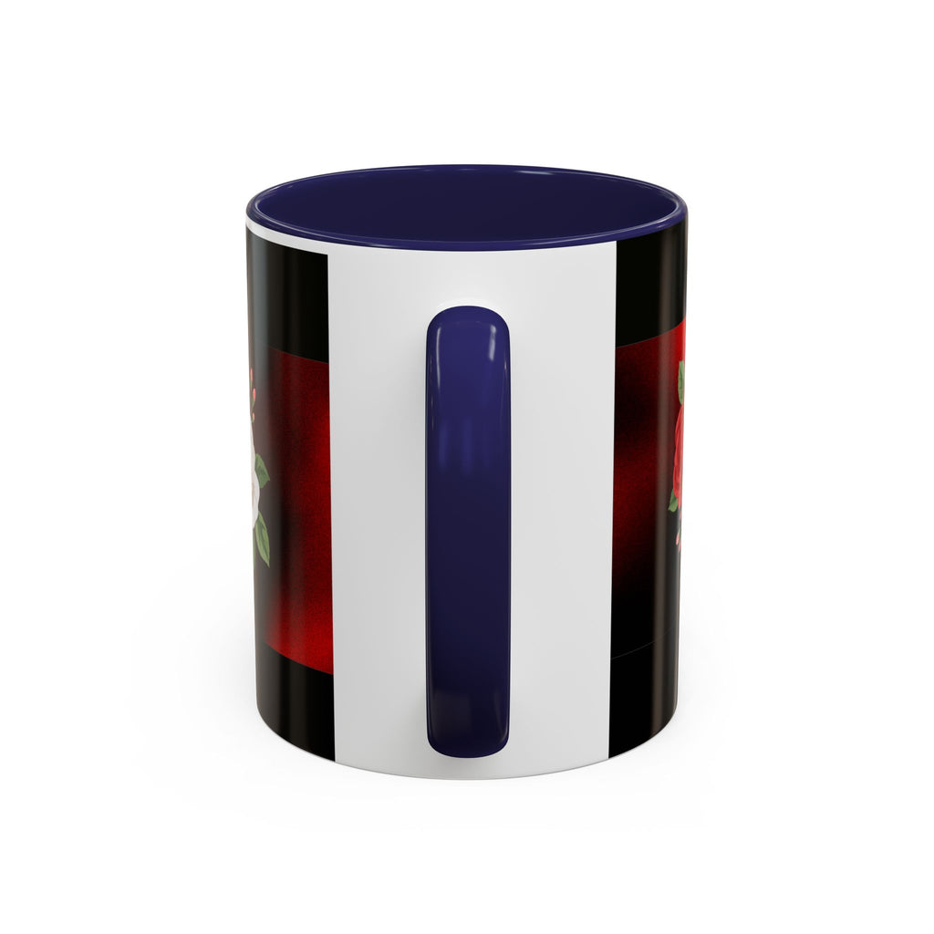 Floral Velvet Accent Coffee Mug – Red & White Rose Design (11/15oz)
