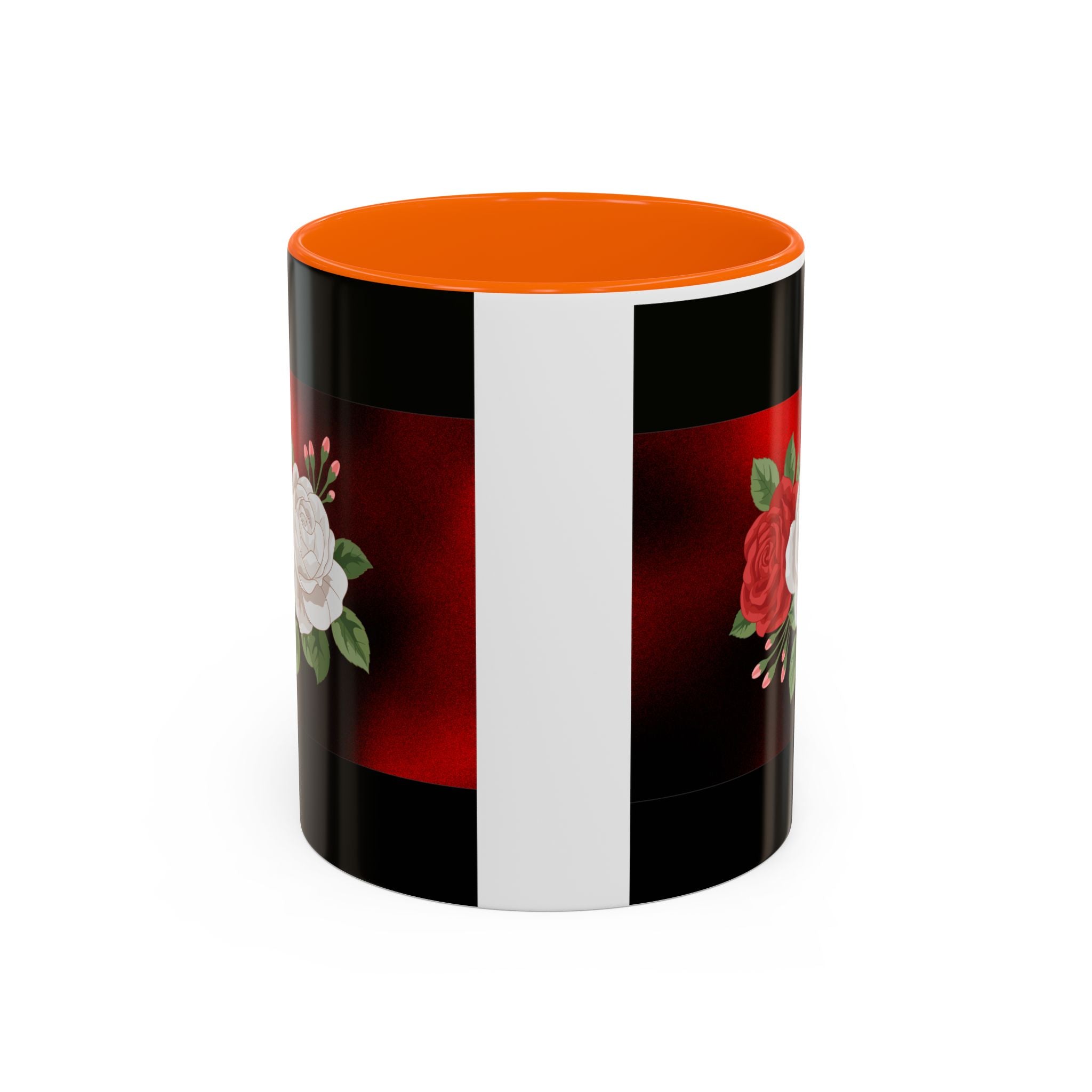 Floral Velvet Accent Coffee Mug – Red & White Rose Design (11/15oz)