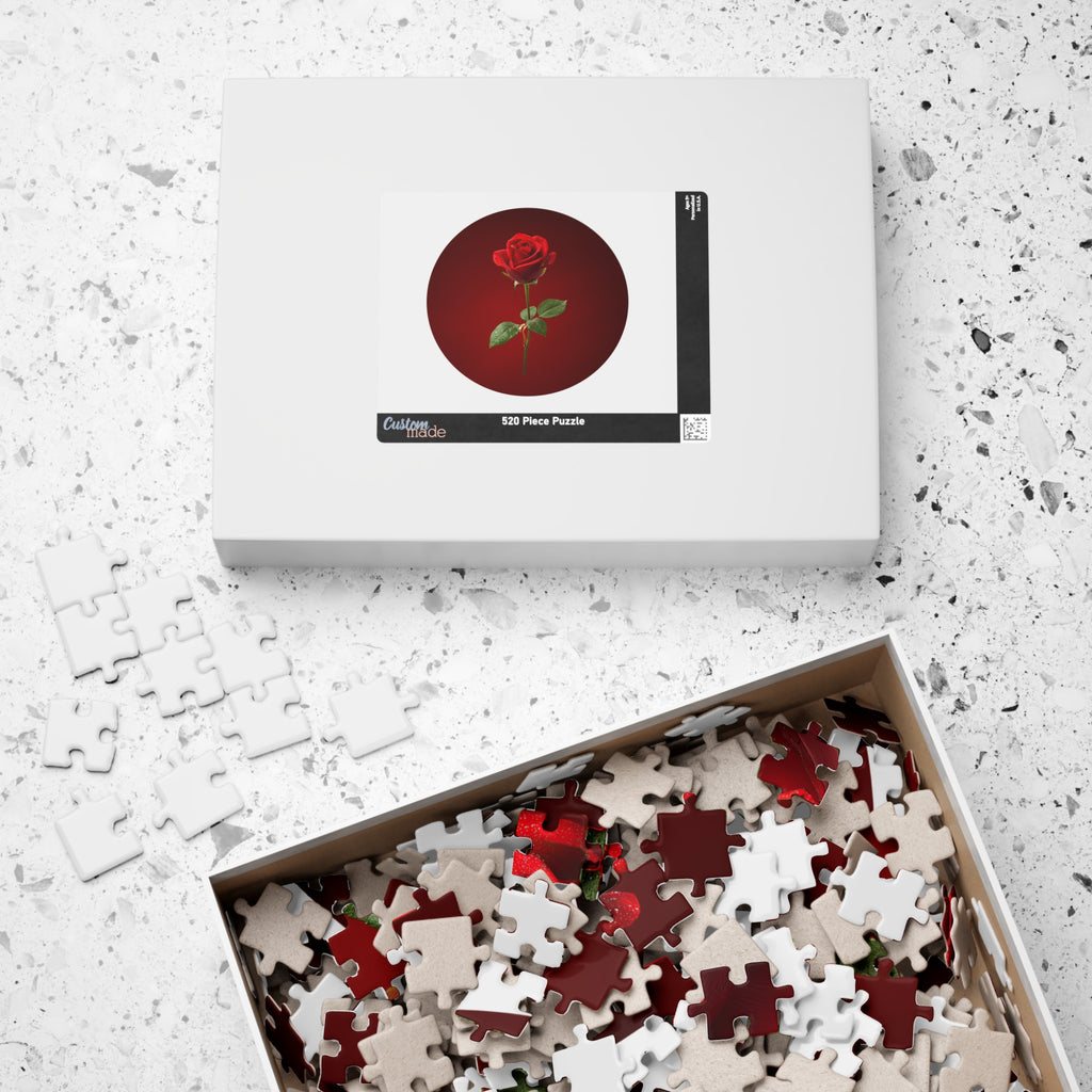 Red Rose Circle Jigsaw Puzzle — Floral Puzzle Gift (110–1014 pcs)
