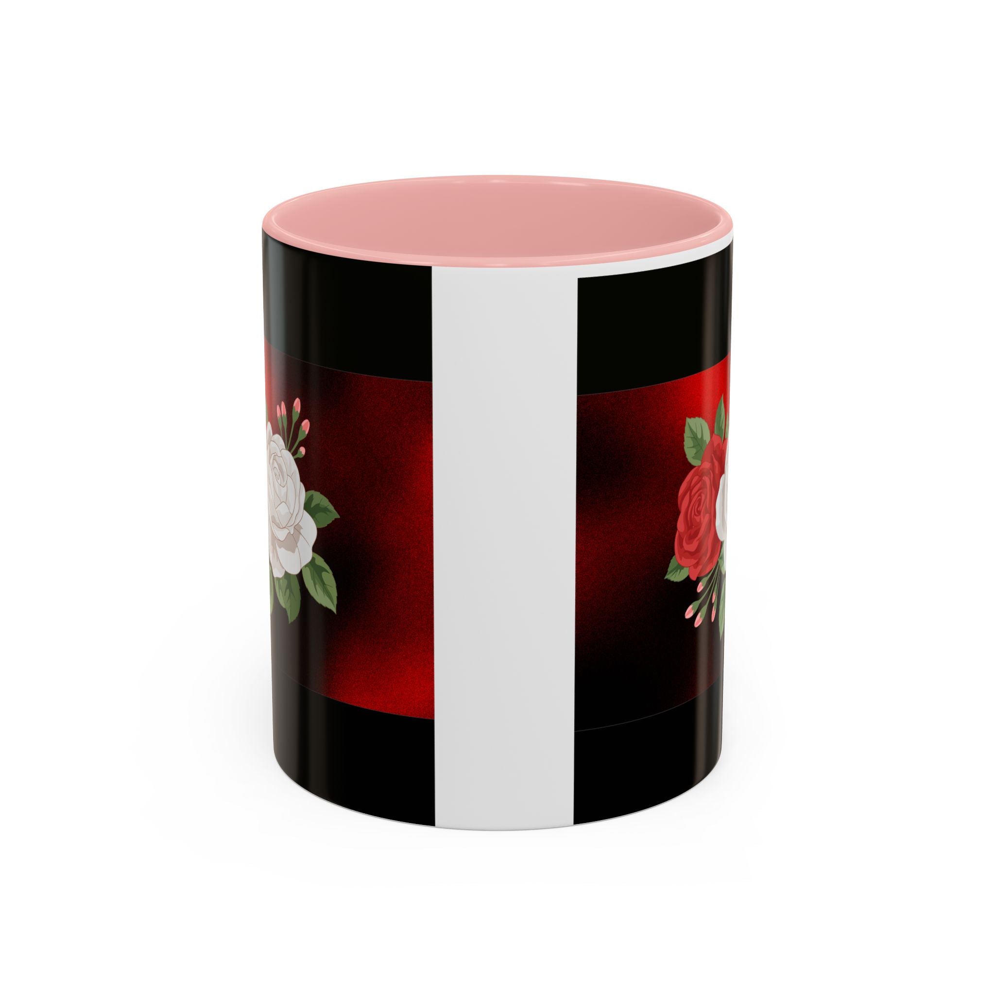 Floral Velvet Accent Coffee Mug – Red & White Rose Design (11/15oz)