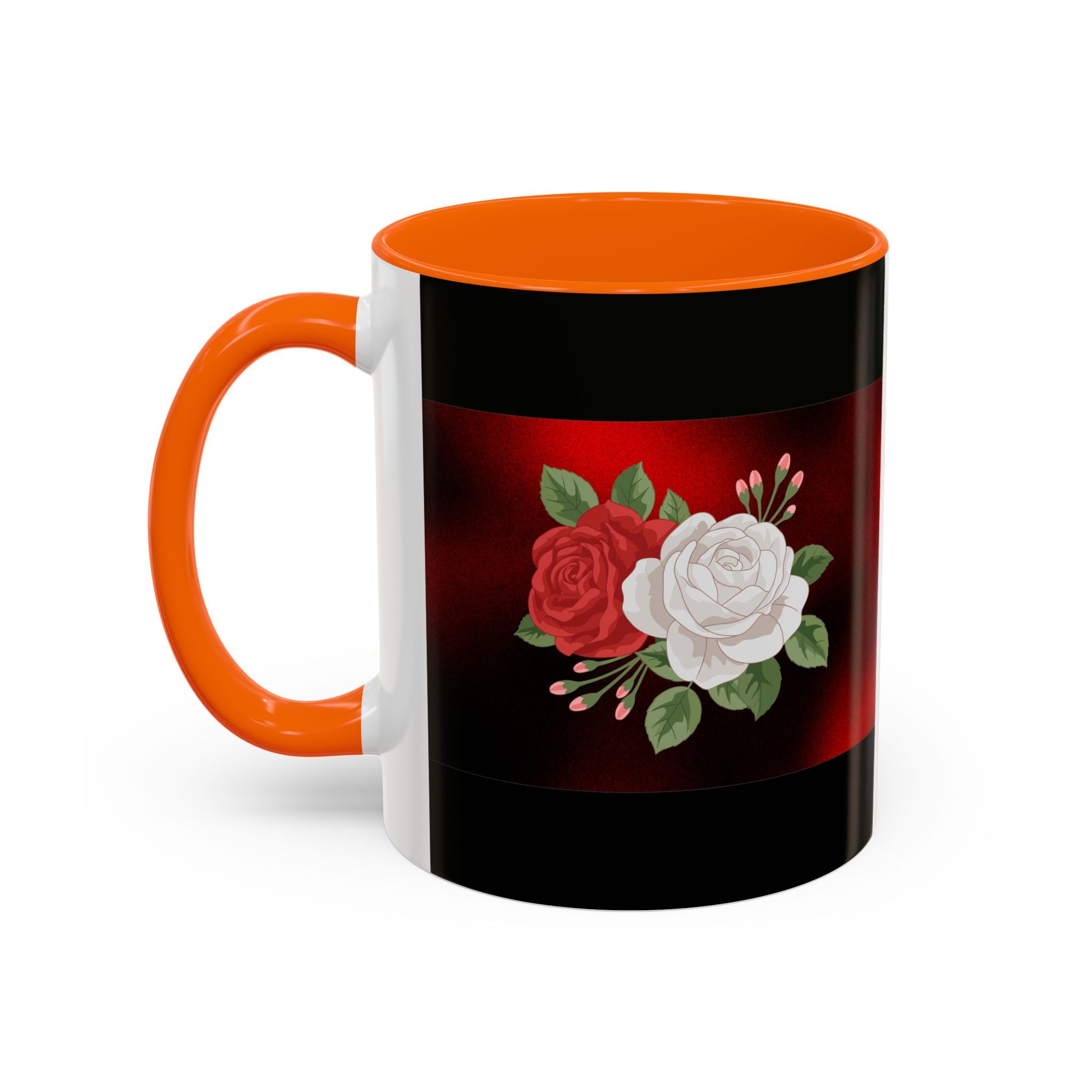 Floral Velvet Accent Coffee Mug – Red & White Rose Design (11/15oz)