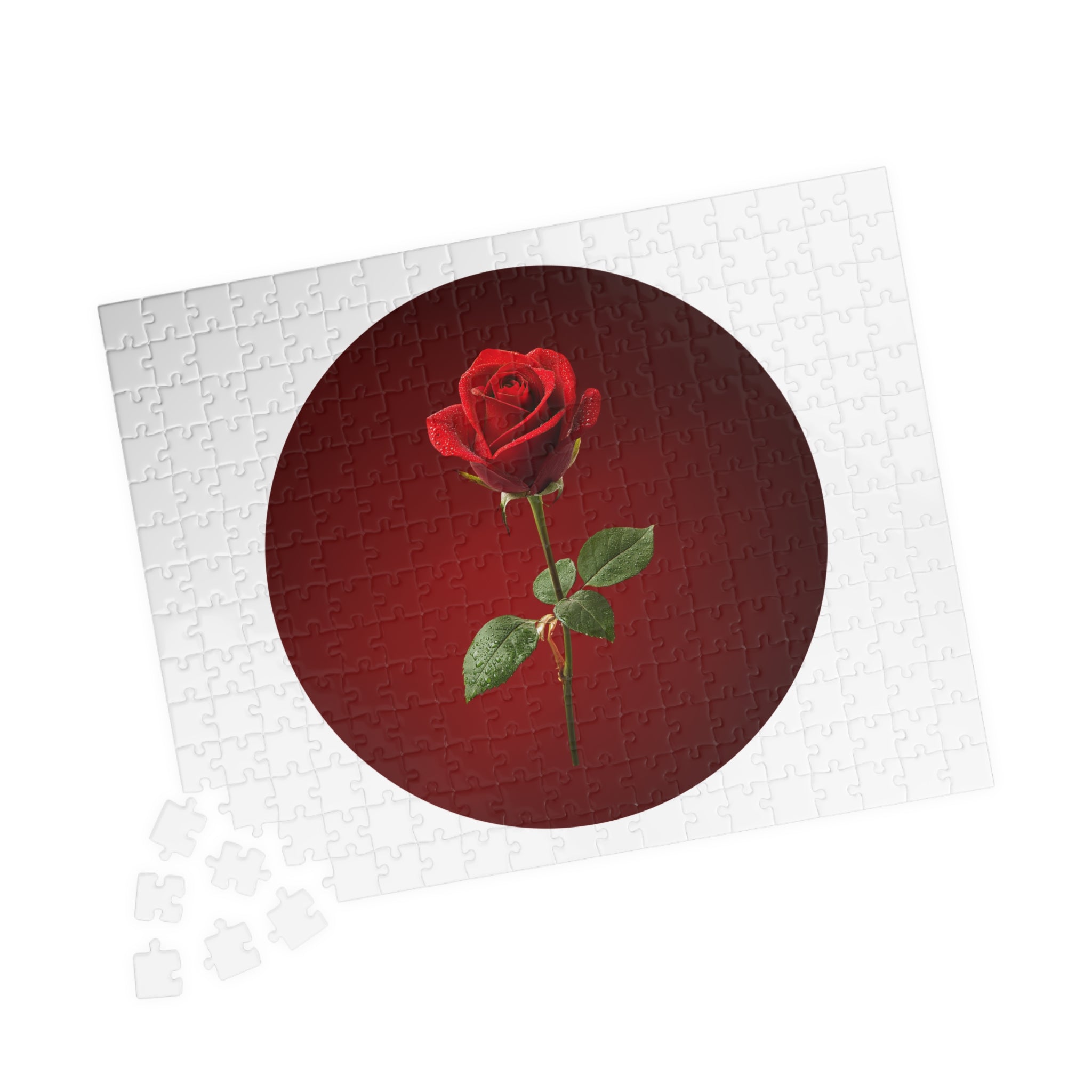 Red Rose Circle Jigsaw Puzzle — Floral Puzzle Gift (110–1014 pcs)