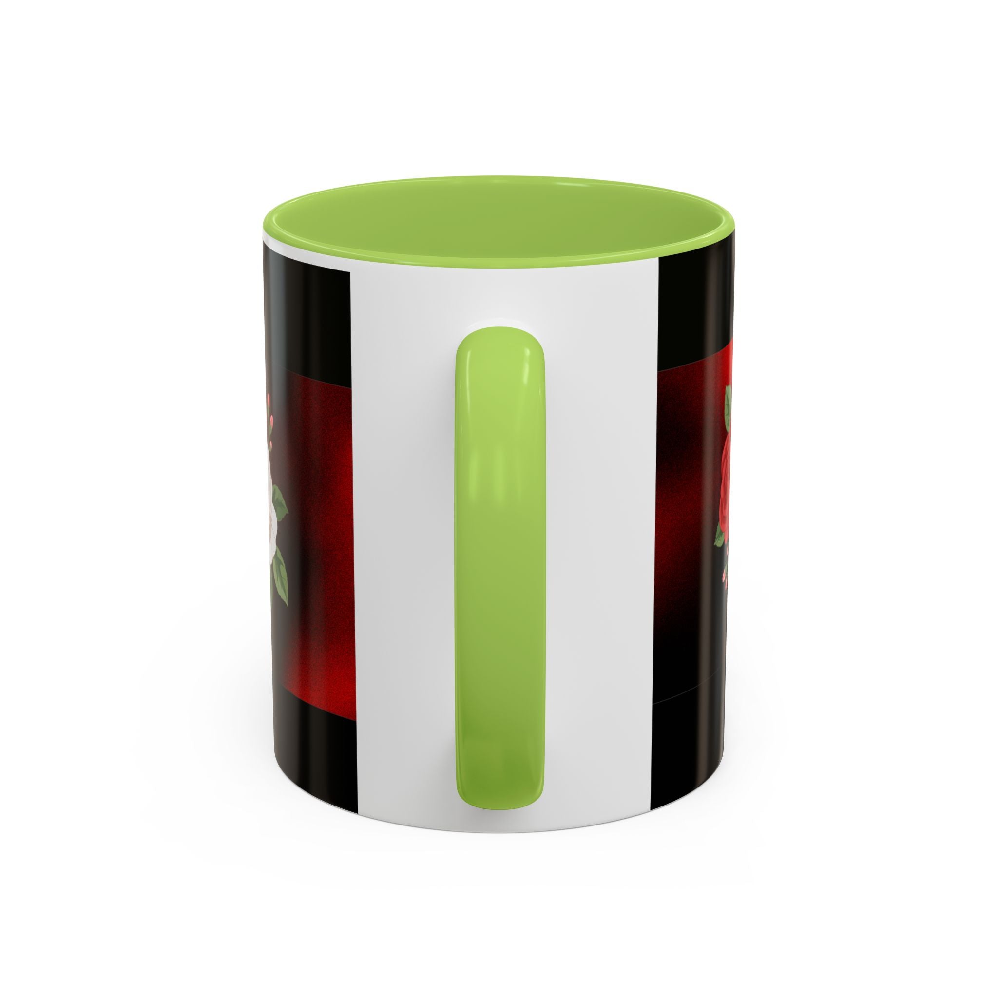 Floral Velvet Accent Coffee Mug – Red & White Rose Design (11/15oz)