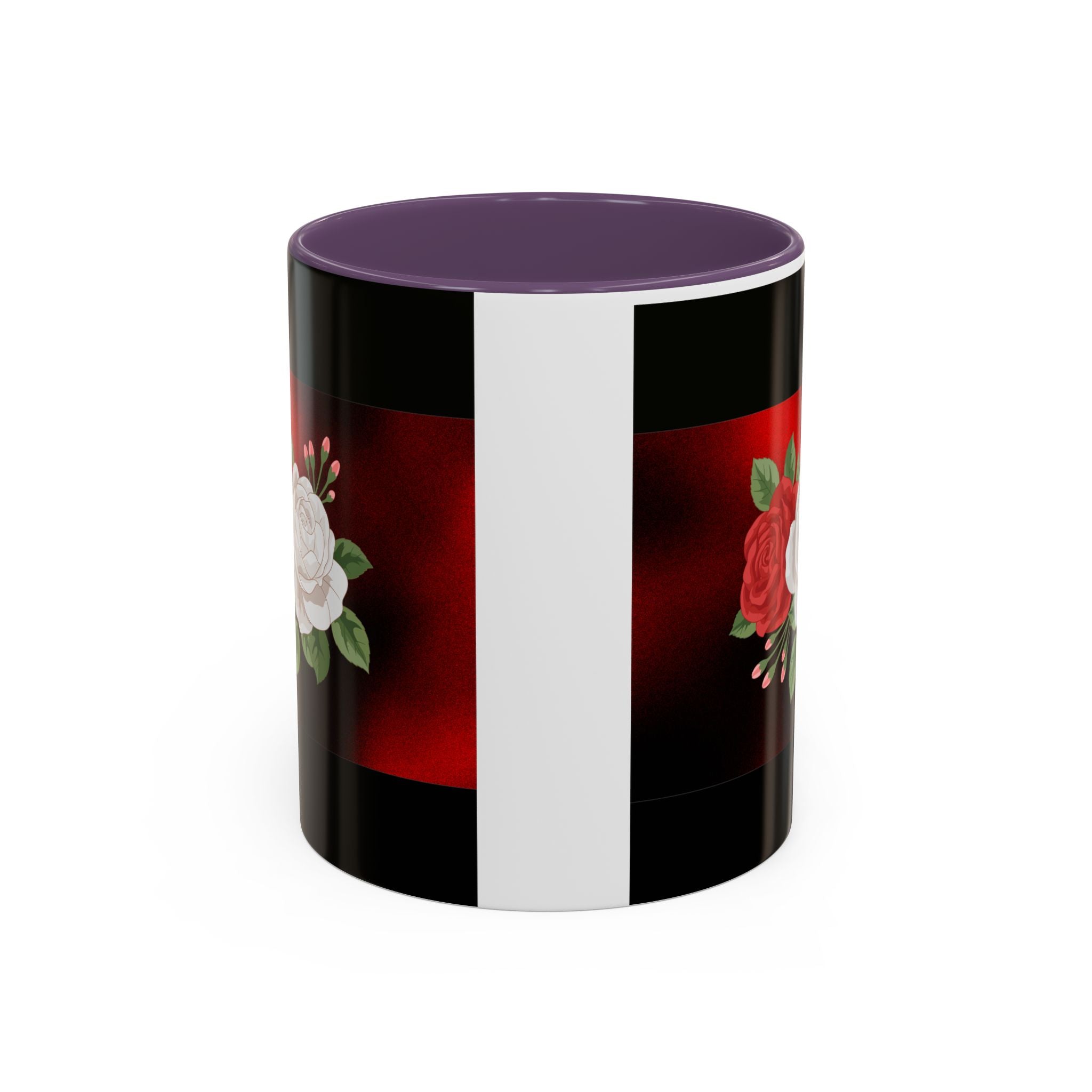 Floral Velvet Accent Coffee Mug – Red & White Rose Design (11/15oz)
