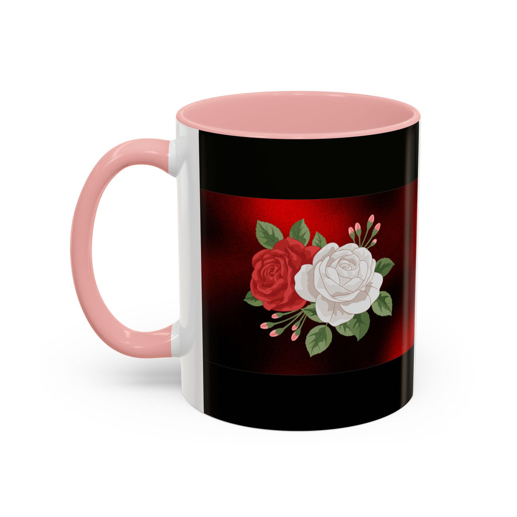 Floral Velvet Accent Coffee Mug – Red & White Rose Design (11/15oz)