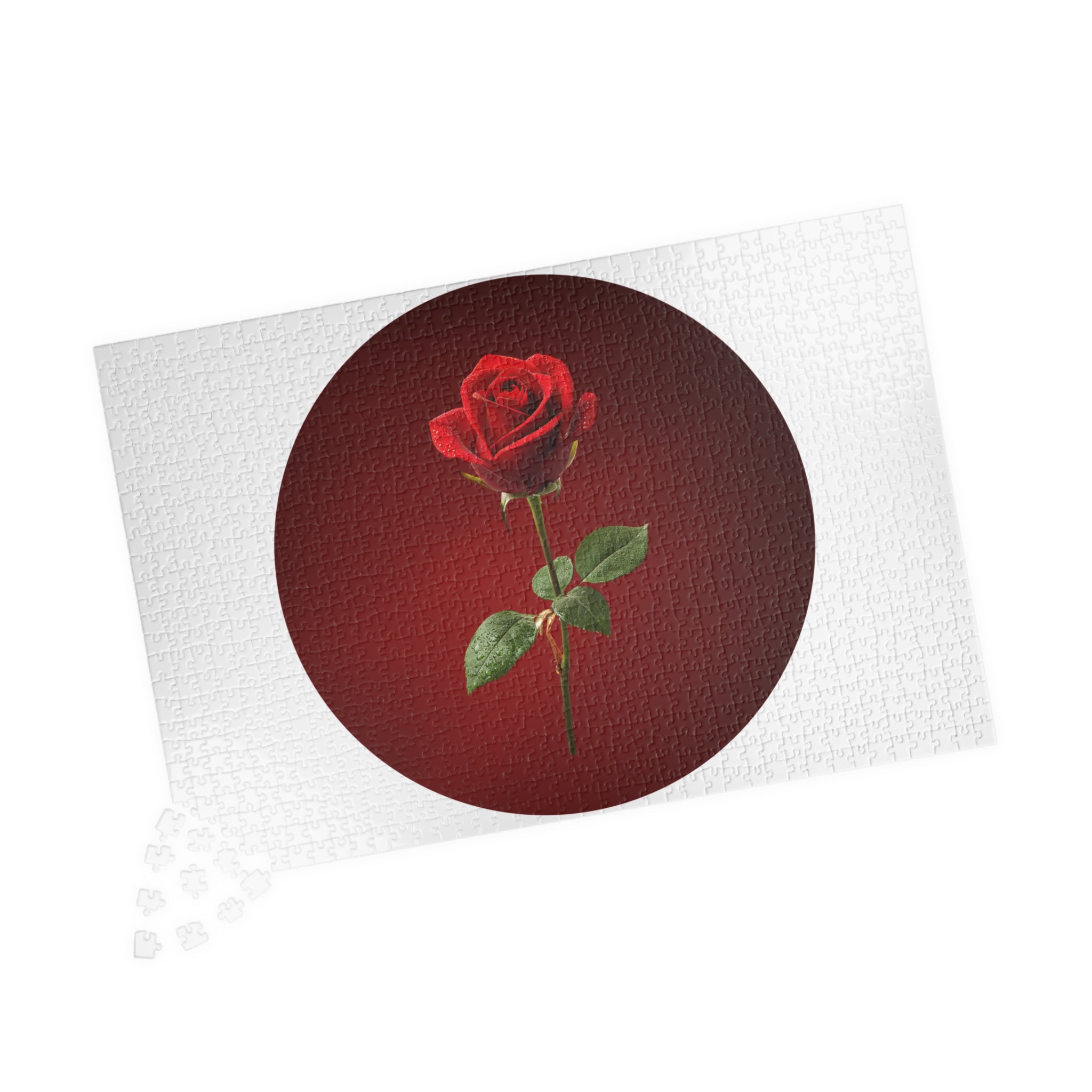 Red Rose Circle Jigsaw Puzzle — Floral Puzzle Gift (110–1014 pcs)