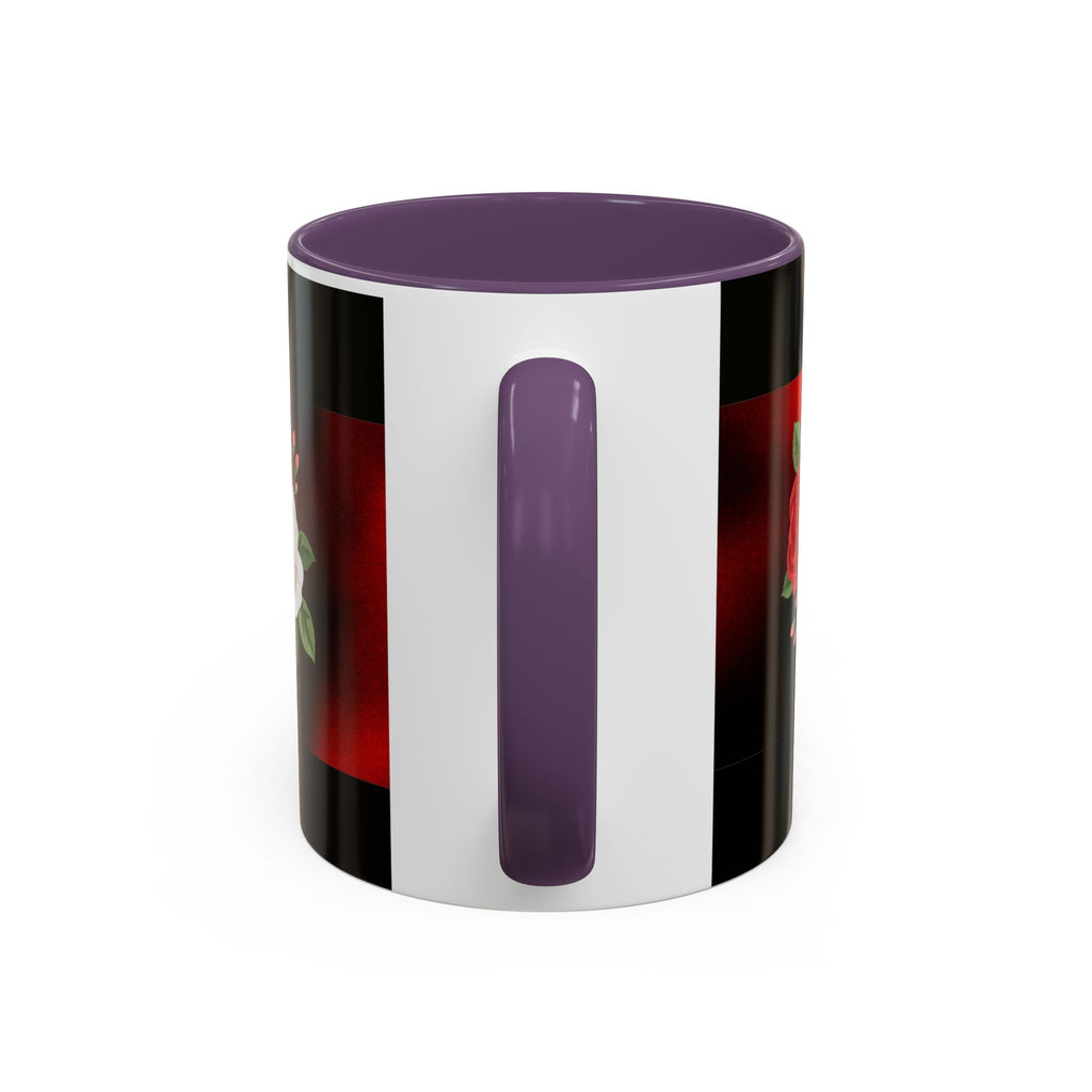 Floral Velvet Accent Coffee Mug – Red & White Rose Design (11/15oz)