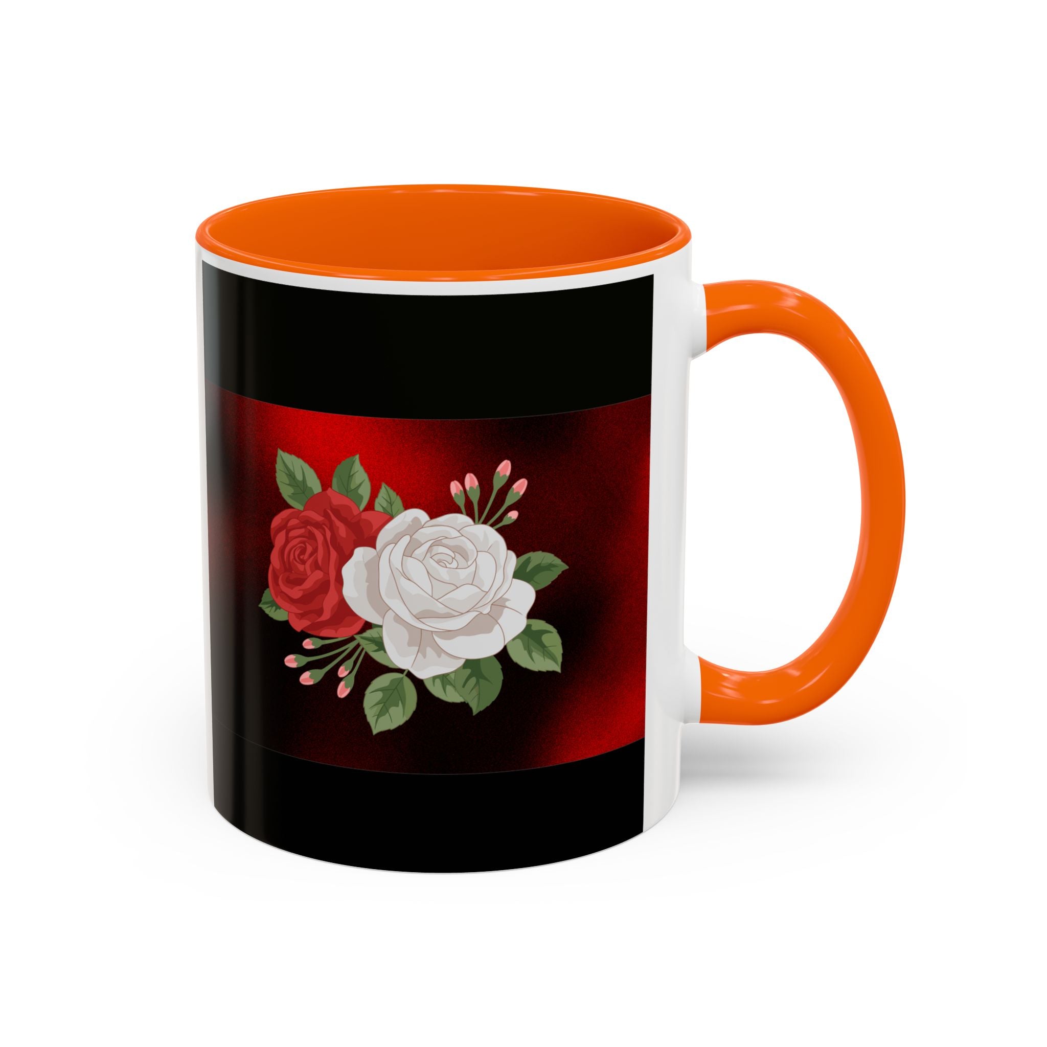 Floral Velvet Accent Coffee Mug – Red & White Rose Design (11/15oz)