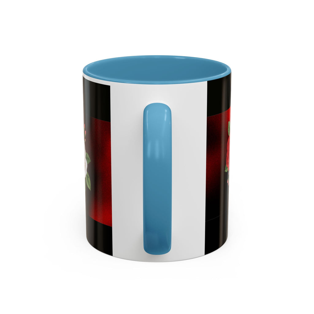 Floral Velvet Accent Coffee Mug – Red & White Rose Design (11/15oz)