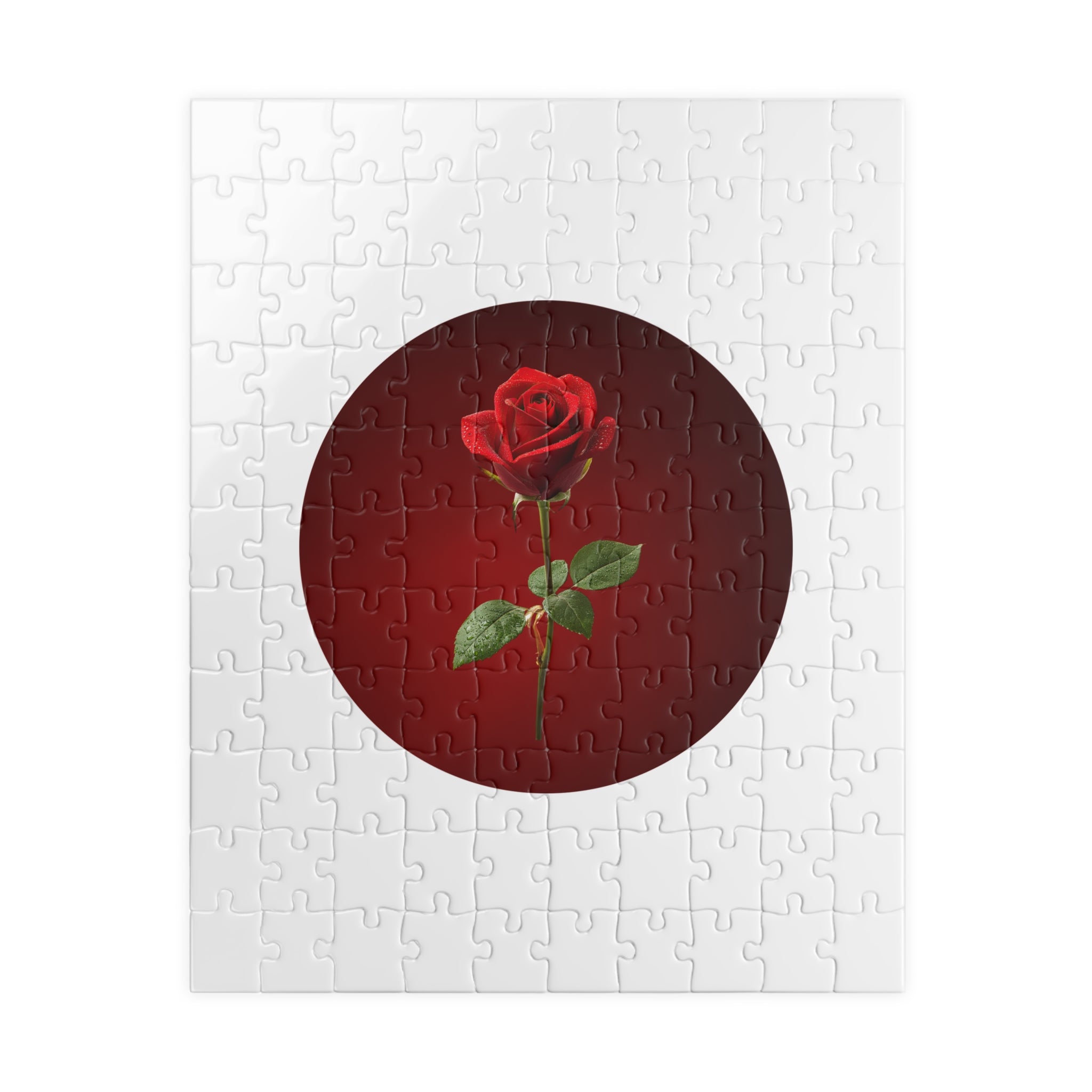 Red Rose Circle Jigsaw Puzzle — Floral Puzzle Gift (110–1014 pcs)