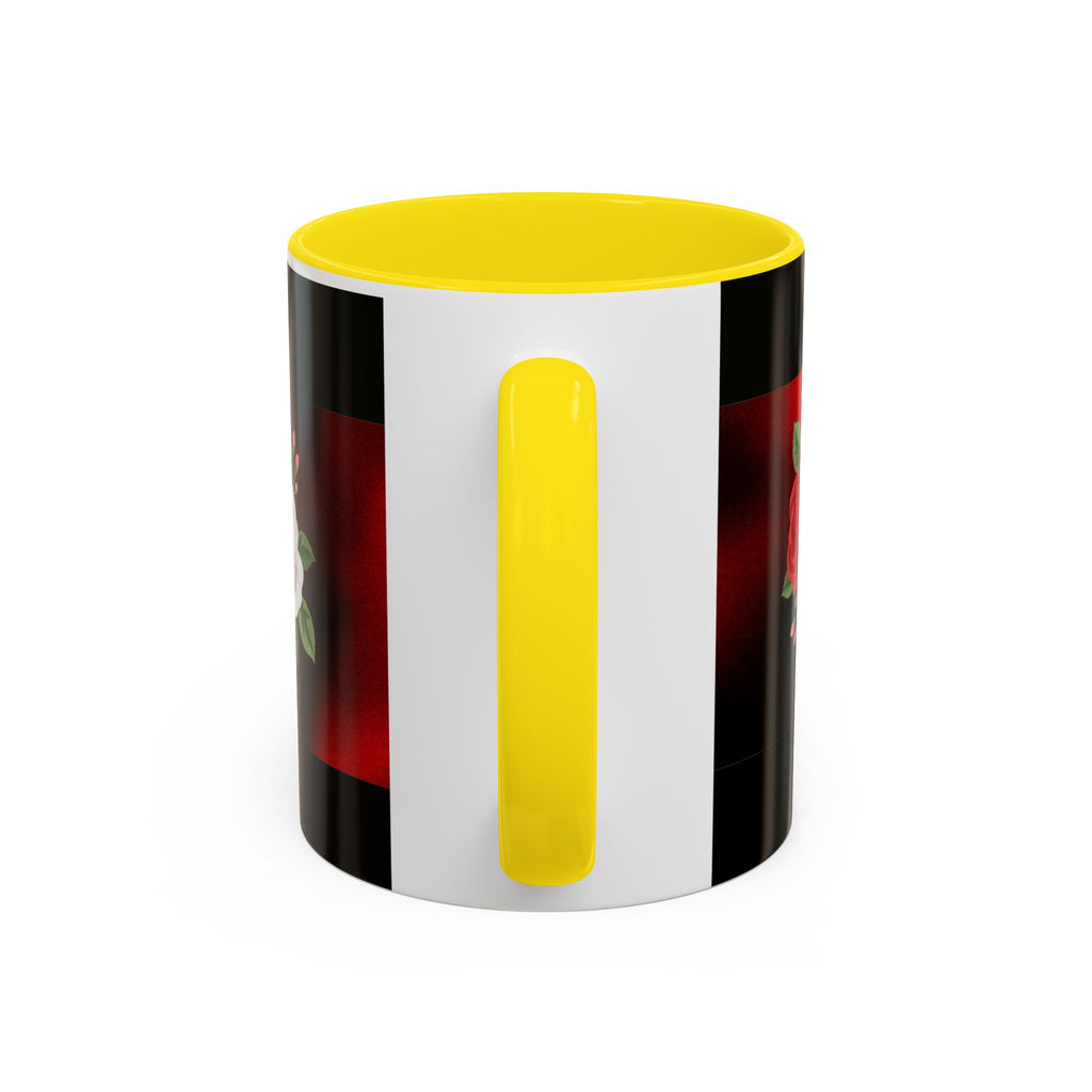 Floral Velvet Accent Coffee Mug – Red & White Rose Design (11/15oz)