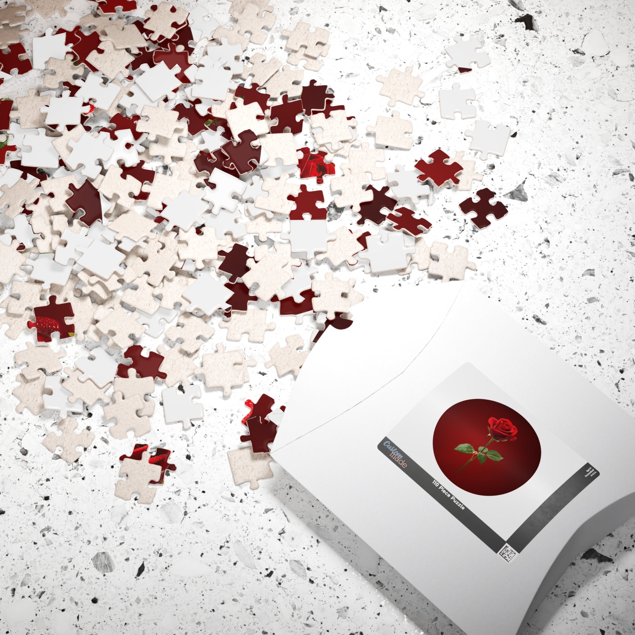 Red Rose Circle Jigsaw Puzzle — Floral Puzzle Gift (110–1014 pcs)