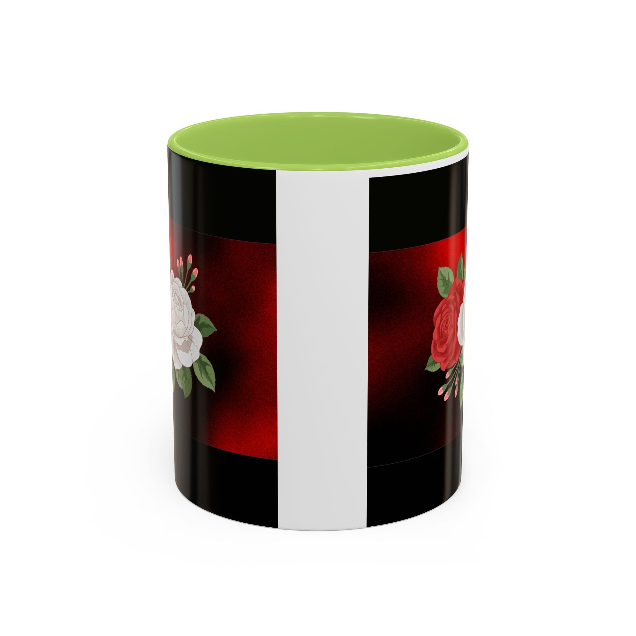 Floral Velvet Accent Coffee Mug – Red & White Rose Design (11/15oz)