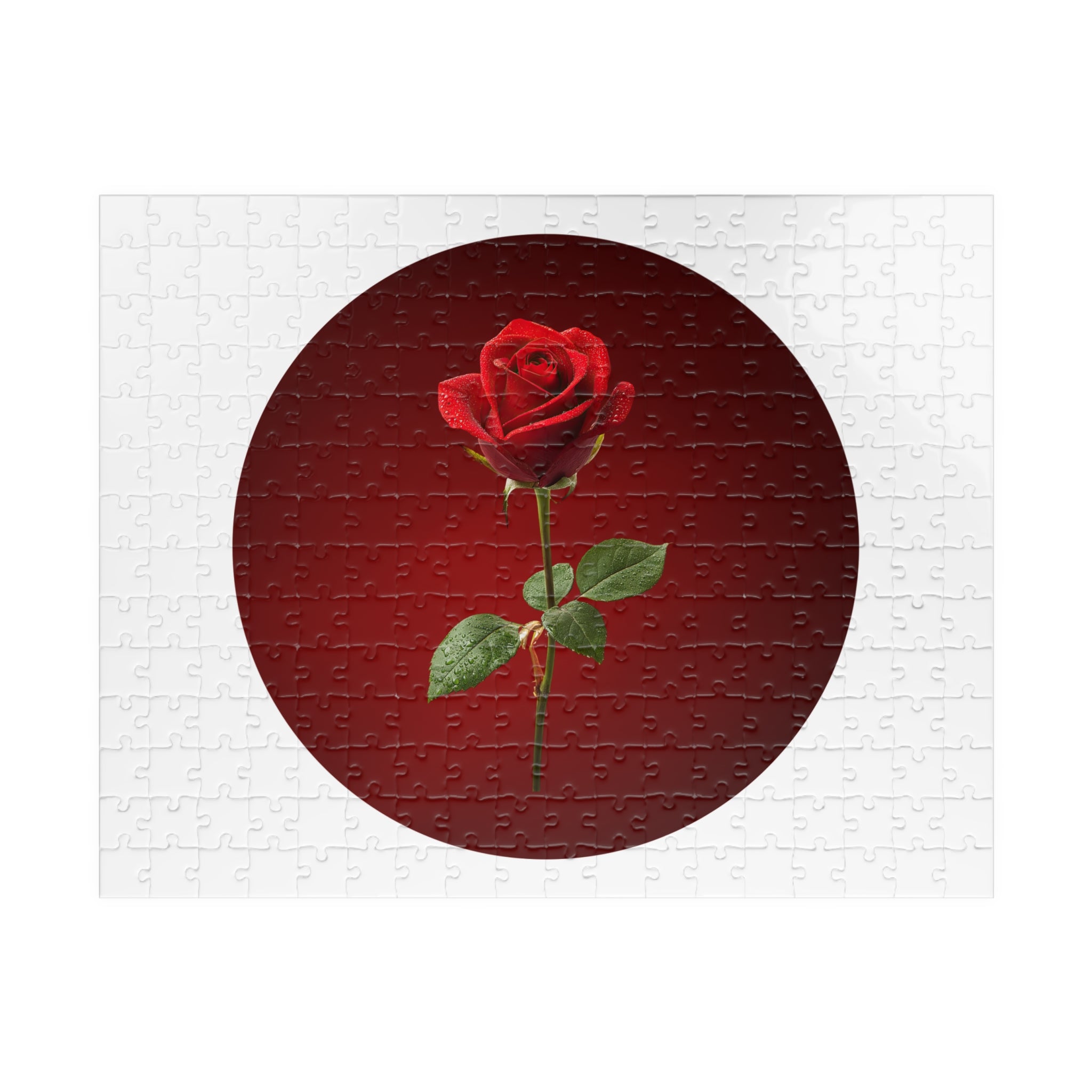 Red Rose Circle Jigsaw Puzzle — Floral Puzzle Gift (110–1014 pcs)