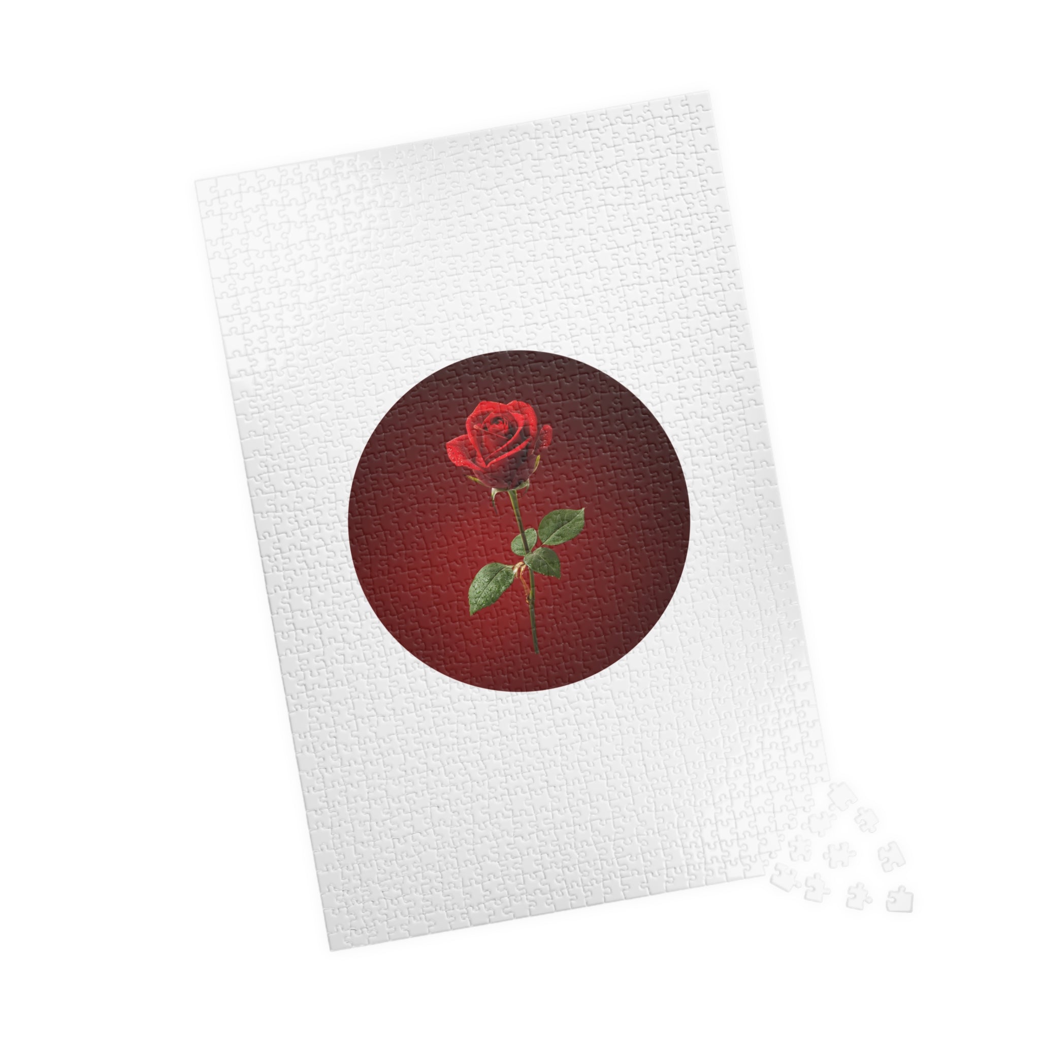 Red Rose Circle Jigsaw Puzzle — Floral Puzzle Gift (110–1014 pcs)