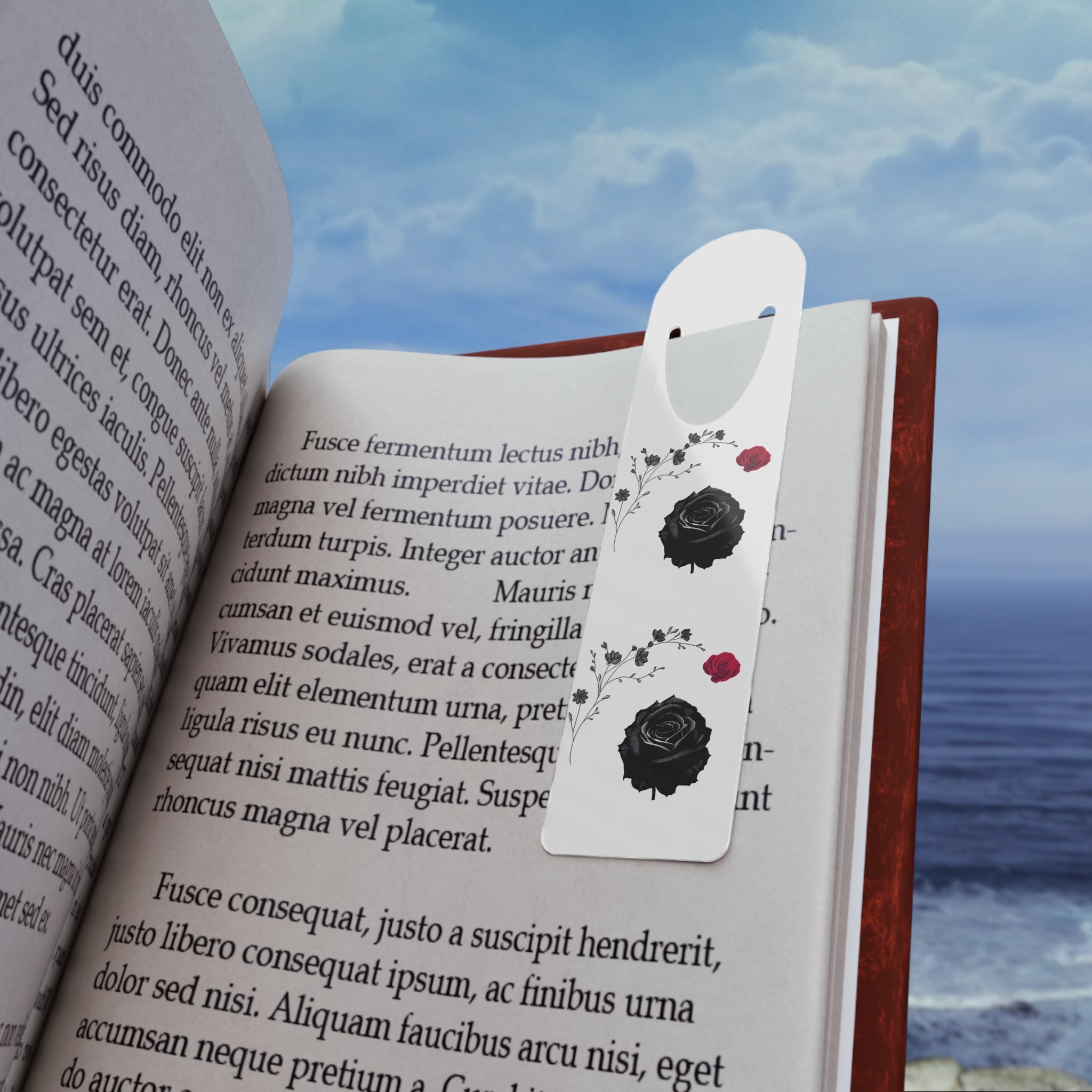 Black Rose Floral Bookmark | Gothic Flower Bookmark